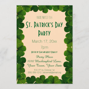 Clover St. Patrick's Day Party Invitation Kaart