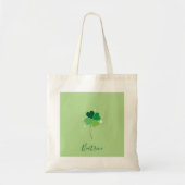 Clover Tote Bag – Green Floral Design (Voorkant)