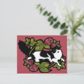 Clover Tuxedo Cat Floral Cats Briefkaart (Staand voorkant)