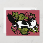 Clover Tuxedo Cat Floral Cats Briefkaart (Voorkant / Achterkant)