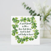 Clover Vriendschapsquote Goede Vriendin 4-Bladige Kaart (Staand voorkant)