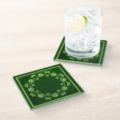 Clover Wreate Green  Celtic Style Glazen Onderzetter (Schuin)