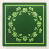 Clover Wreate Green  Celtic Style Glazen Onderzetter (Voorkant)