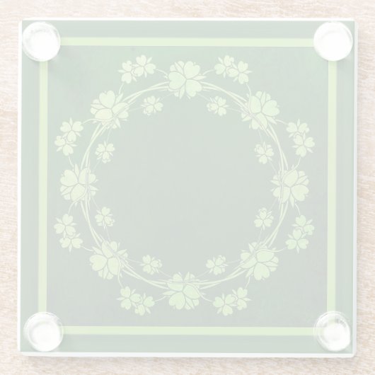 Clover Wreate Green  Celtic Style Glazen Onderzetter (Achterkant)