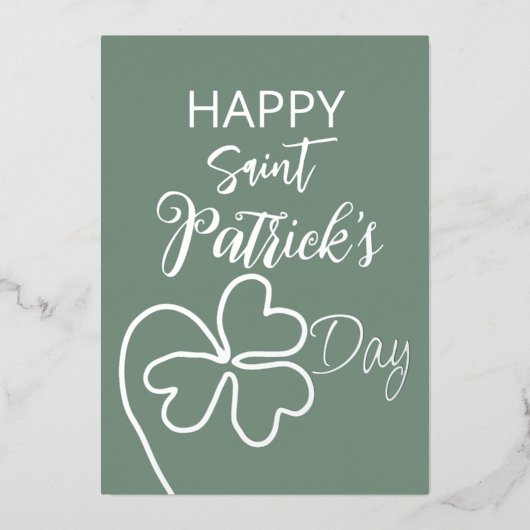 Cloverblad Minimal/ St. Patrick's Day Folie Feestdagenkaart (Voorkant)