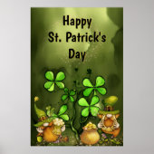 Clovers and Leprechaun Gnomes St. Patrick's Day Poster (Voorkant)