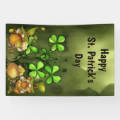 Clovers and Leprechaun Gnomes St. Patrick's Day Spandoek (Horizontaal)
