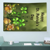 Clovers and Leprechaun Gnomes St. Patrick's Day Spandoek (Beurs)