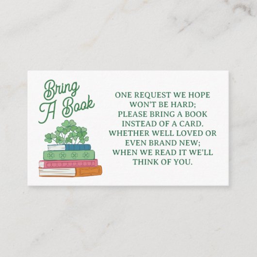 Clovers Book Stack Bring Books For Baby Shower Informatiekaartje (Voorkant)