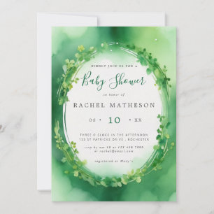 Clovers Green St Patricks Day baby shower Kaart