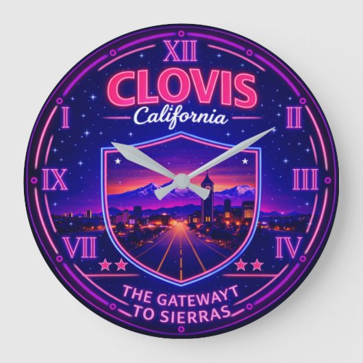 Clovis California Sierra Gateway Mountain Neon Grote Klok (Voorkant)