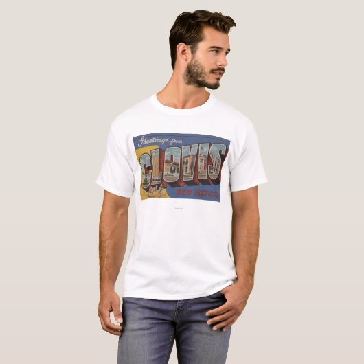 Clovis, New Mexico - grote letterscènes T-shirt (Voorkant volledig)