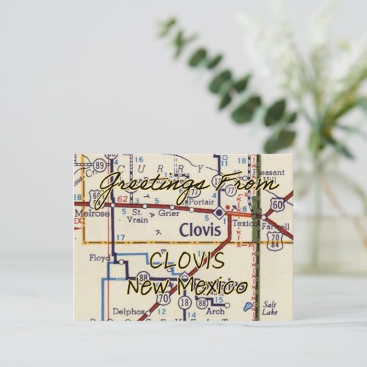 Clovis NM  Map Briefkaart (Staand voorkant)
