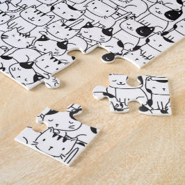 Clowder - Cute Pattern in Black White Legpuzzel