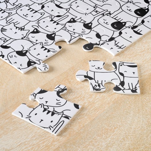 Clowder - Cute Pattern in Black White Legpuzzel (Zijkant)