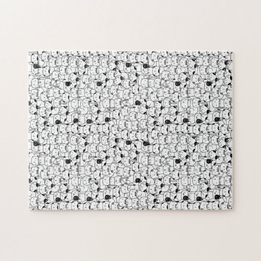 Clowder - Cute Pattern in Black White Legpuzzel (Horizontaal)