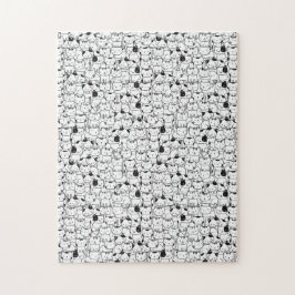 Clowder - Cute Pattern in Black White Legpuzzel