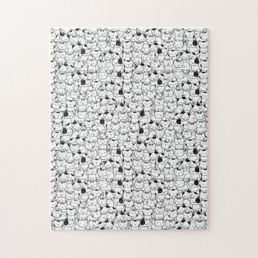 Clowder - Cute Pattern in Black White Legpuzzel (Verticaal)