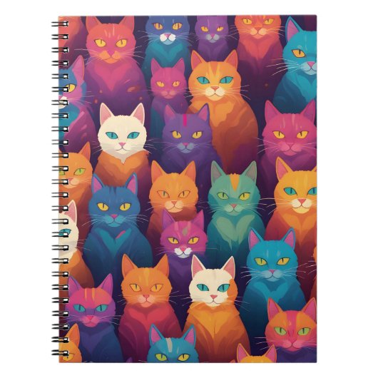 Clowder van kleurrijke katten notitieboek (Voorkant)