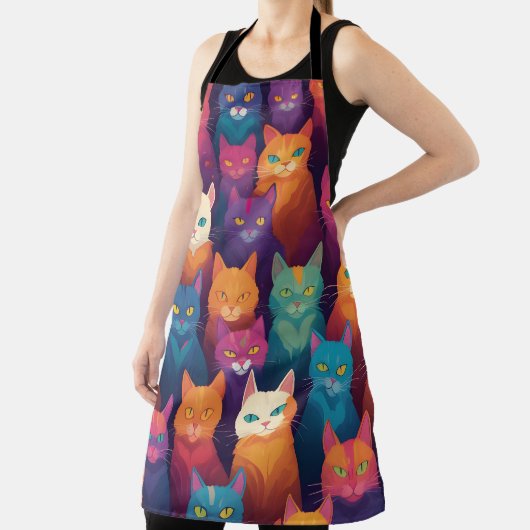 Clowder van kleurrijke katten schort (Insitu)