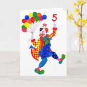 Clown 5 jaar oude verjaardagskaart kaart (Gele Bloem)
