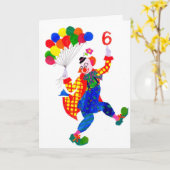 Clown 6 jaar oude verjaardagskaart kaart (Gele Bloem)