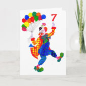 Clown 7 jaar oude verjaardagskaart kaart (Voorkant)