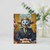 Clown aan het bureau briefkaart (Staand voorkant)