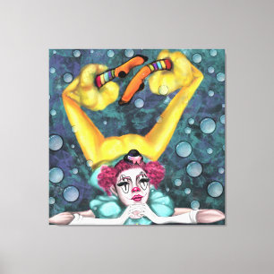 Clown Acrobat meisje canvas Circus artiesten Afdruk
