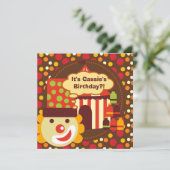 Clown and Polka Dots Circus Birthday Invites Kaart (Staand voorkant)