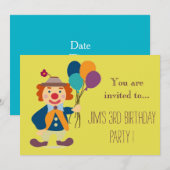 Clown baby of peuter jong kind verjaardagsfeestje kaart (Voorkant / Achterkant)