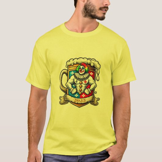 Clown, Bierkrug, Bodybuilding - Fasching Karneval T-shirt (Voorkant)