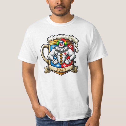 Clown, Bierkrug, Bodybuilding - Fasching Karneval T-shirt (Voorkant)