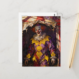 Clown bij de verlaten circus briefkaart