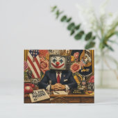 Clown bij het Amerikaanse bureau Briefkaart (Staand voorkant)