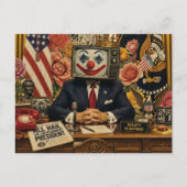 Clown bij het Amerikaanse bureau Briefkaart (Voorkant)