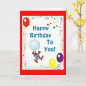 Clown Birthday Kaart (Gele Bloem)