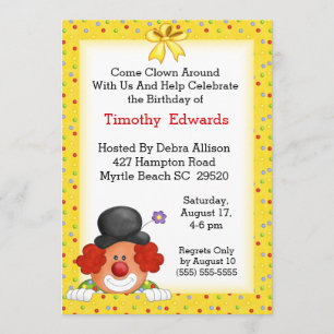 Clown Birthday Party Invitation Kaart