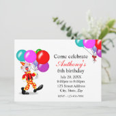 Clown Birthday Party Invitation Kaart (Staand voorkant)