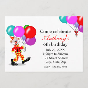Clown Birthday Party Invitation Kaart