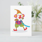 Clown blaast ballonnen op kaart (Staand voorkant)