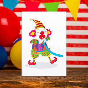 Clown Blaast Ballonnen Uit Uitnodigingen