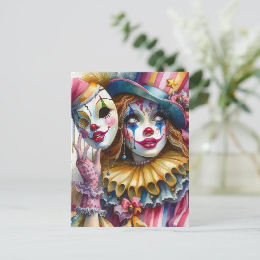 clown briefkaart (Staand voorkant)