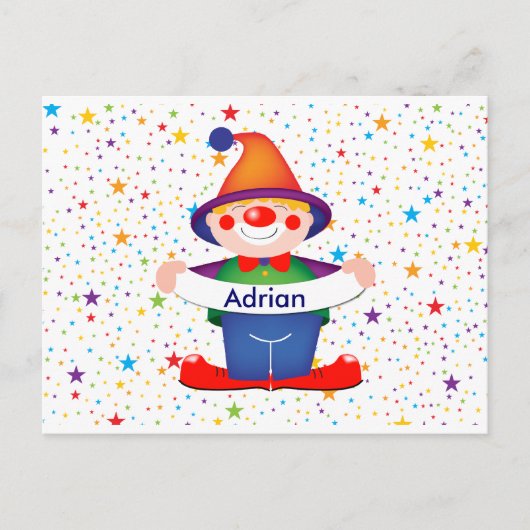 clown briefkaart (Voorkant)