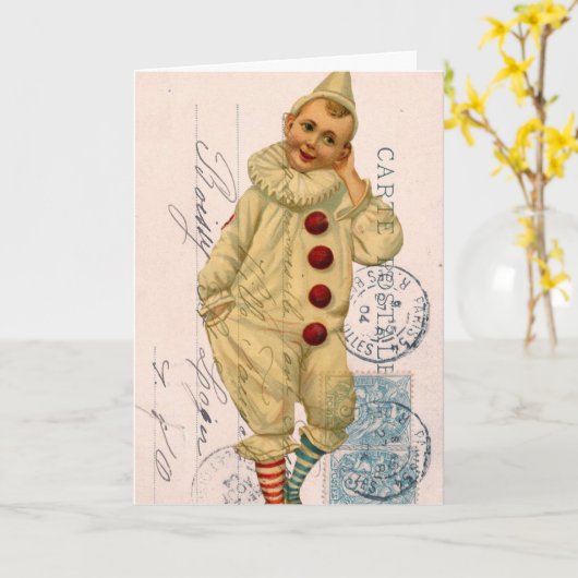  Clown Briefkaart Digitale Kunst, Verjaardag (Gele Bloem)