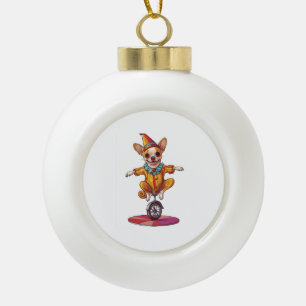 Clown Chihuahua � Grappige Circus Hond Keramische Bal Ornament