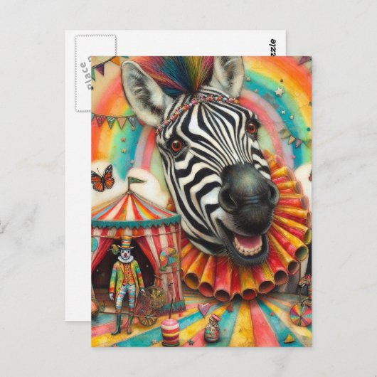 Clown Circus Zebra Briefkaart (Voorkant / Achterkant)