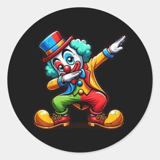 Clown Dabbing Funny Dancing Dab Boys Meisjes Kinde Ronde Sticker (Voorkant)