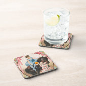 Clown die bloemen overhandigt aan een vrouw te paa bier onderzetter (Rechterzijde)