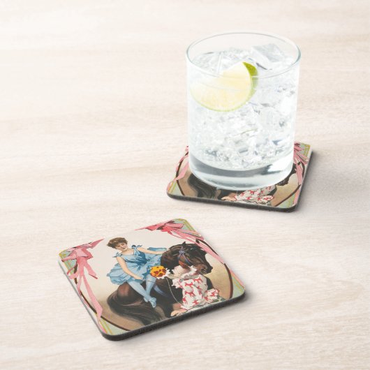 Clown die bloemen overhandigt aan een vrouw te paa bier onderzetter (Rechterzijde)